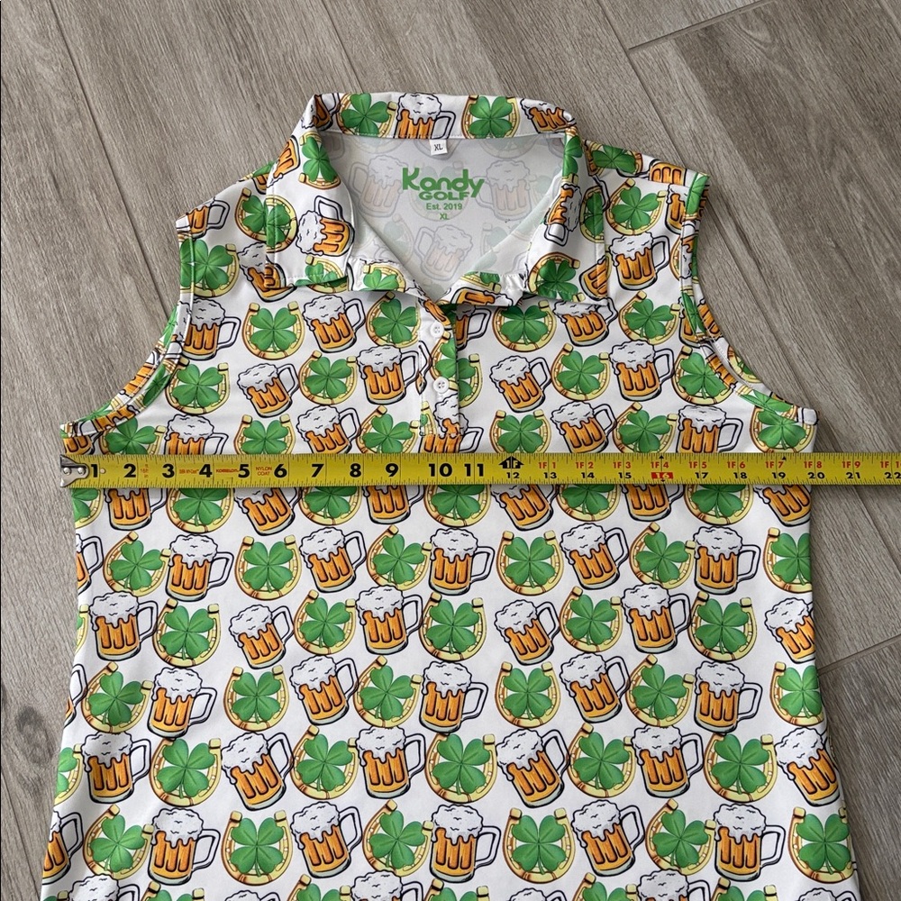 Kandy Golf St. Patrick’s Beer Horseshoe Clover Tank Polo Top Size XL - Picture 7 of 9